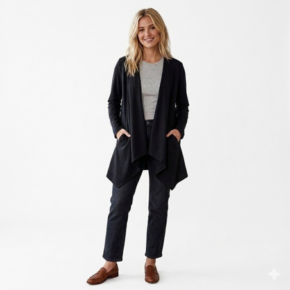 Lafayette 148 Reversible Open Front Jacket Blazer Relaxed Fit Lightweight Pocket - Picture 15 of 15